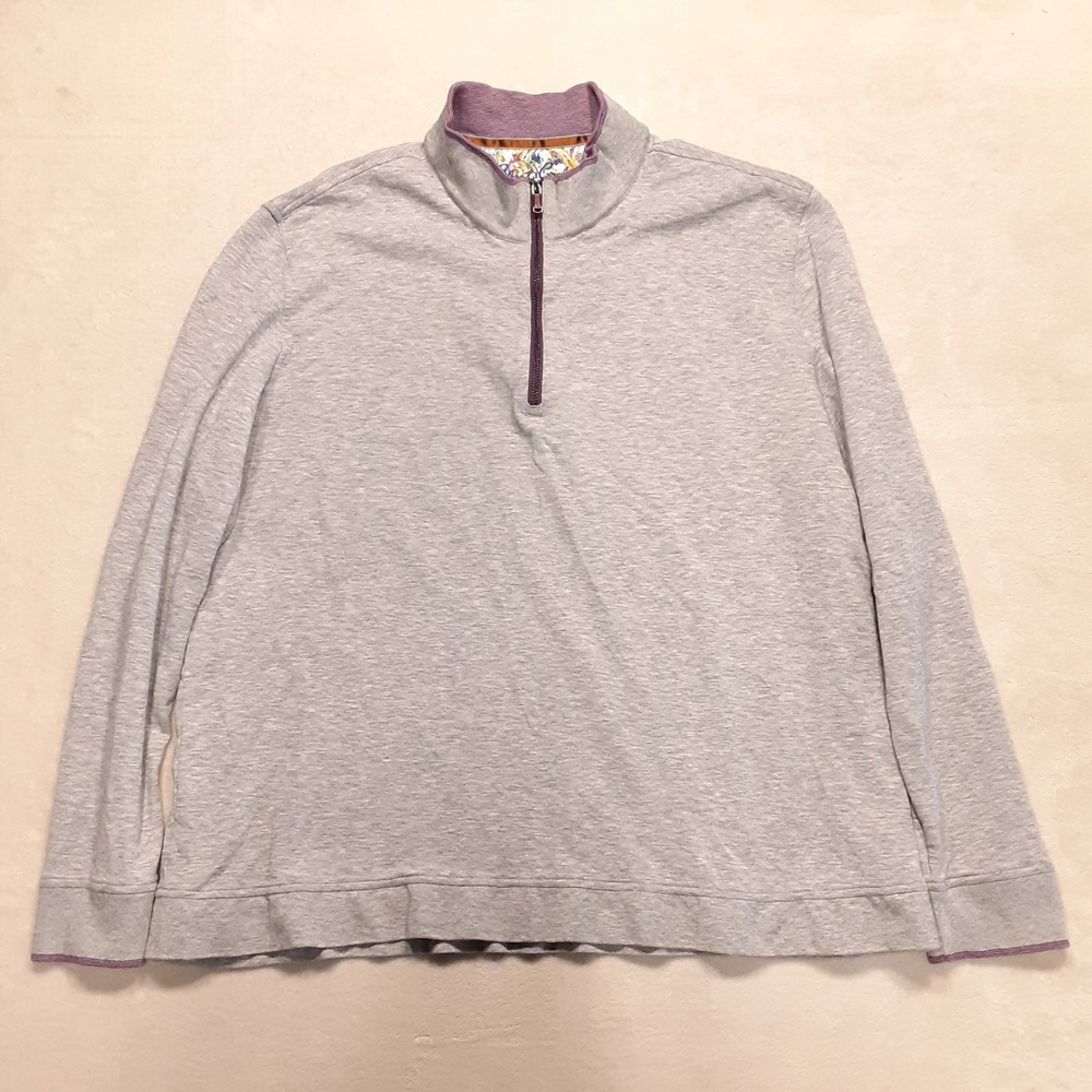 Robert Graham Mens Cotton 1/4 Zip Pullover Light Gray Heather Classic Fit
